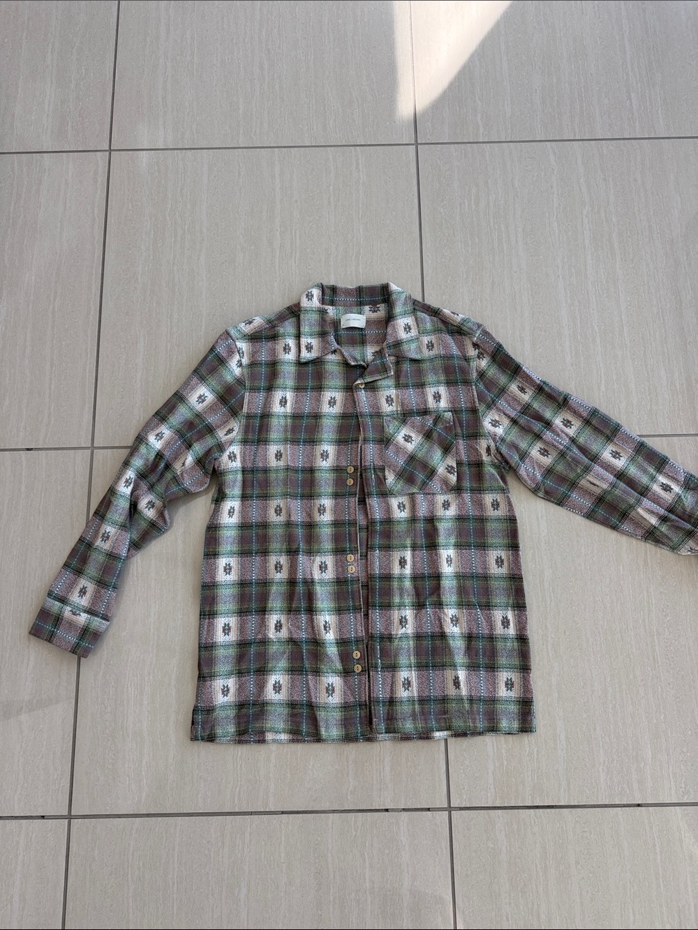 Aime Leon Dore Green and Brown Plaid Button-Down Shirt